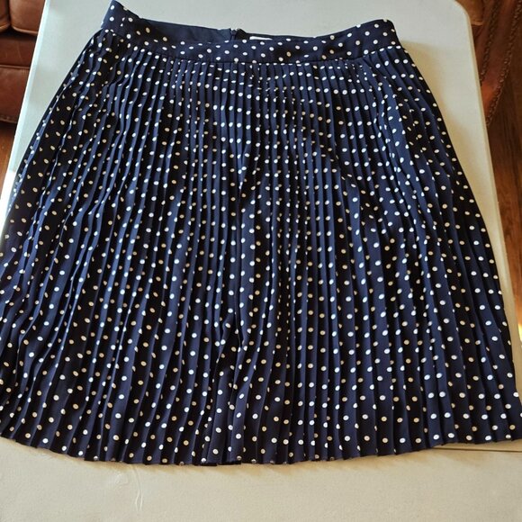 Flowy J. Crew Women's Polka Dot Pleated Blue Midi Skirt Plus Size 18 EUC - Picture 1 of 2